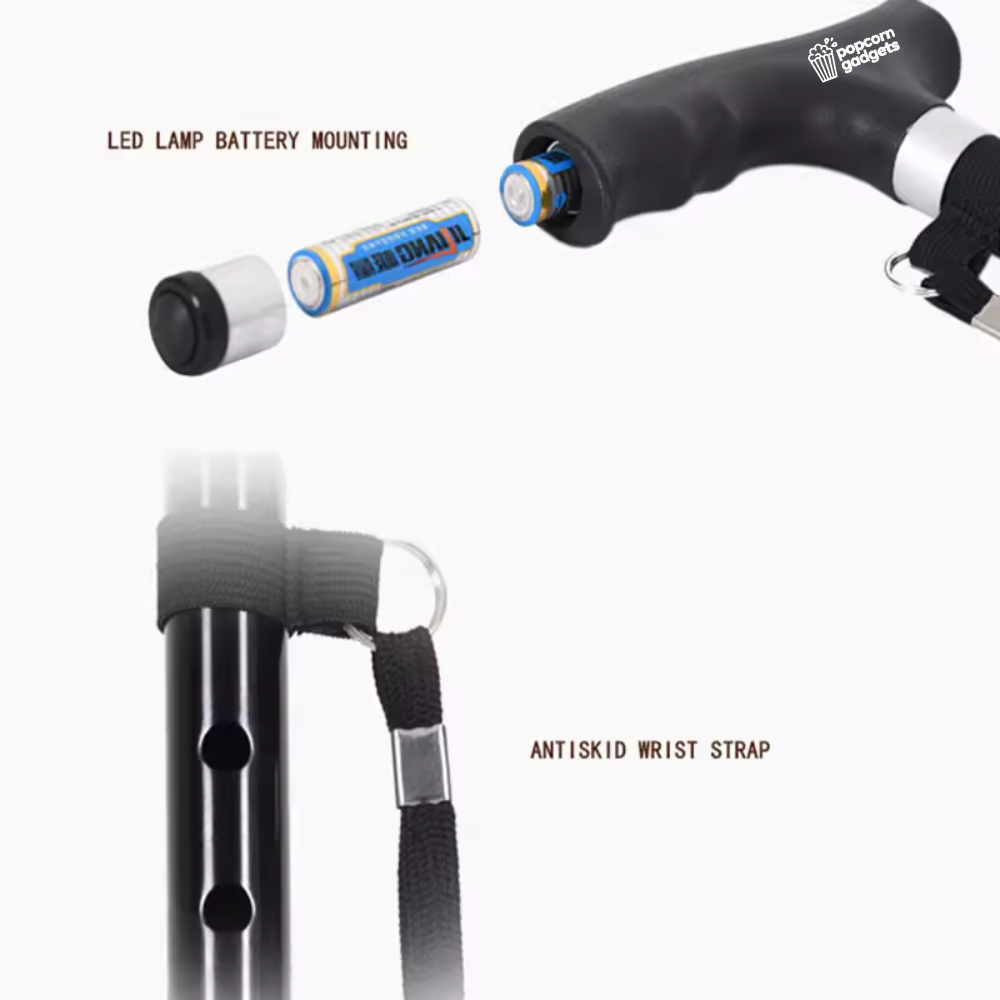 Retractable Non-Slip Walking Cane LED