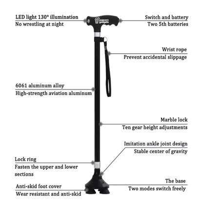Retractable Non-Slip Walking Cane LED