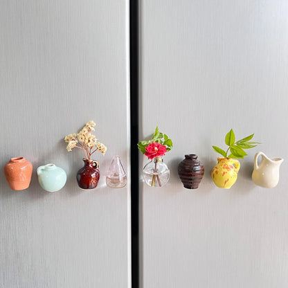 Cute Mini Ceramic Vase Magnet – Micro Landscape Fridge Decoration