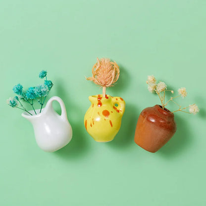 Cute Mini Ceramic Vase Magnet – Micro Landscape Fridge Decoration