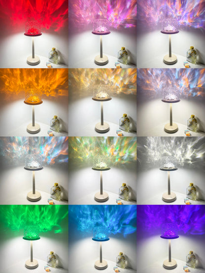 Aurora Water Ripple Table Lamp – Rotating Ambient Mood Night Light