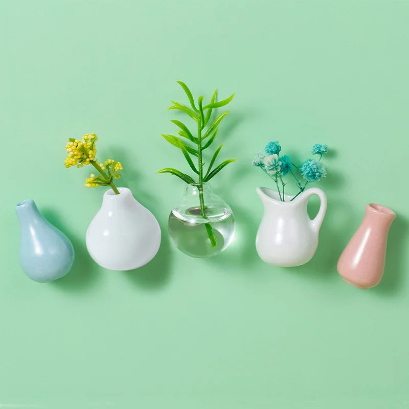 Cute Mini Ceramic Vase Magnet – Micro Landscape Fridge Decoration