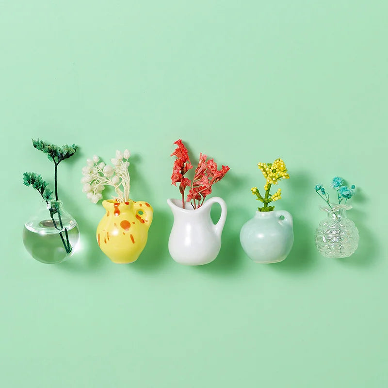 Cute Mini Ceramic Vase Magnet – Micro Landscape Fridge Decoration