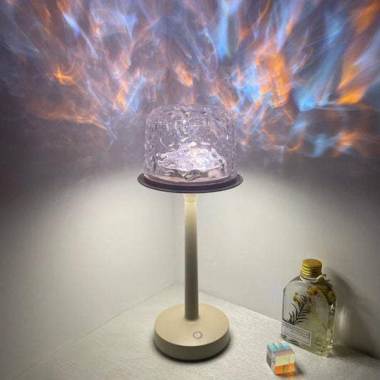Aurora Water Ripple Table Lamp – Rotating Ambient Mood Night Light